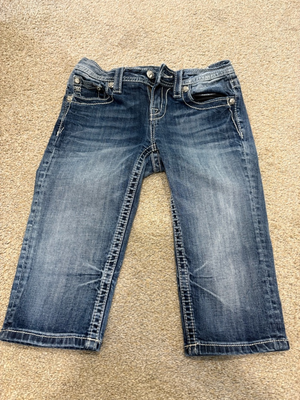 Miss Me Dark Blue Girls Denim Capris